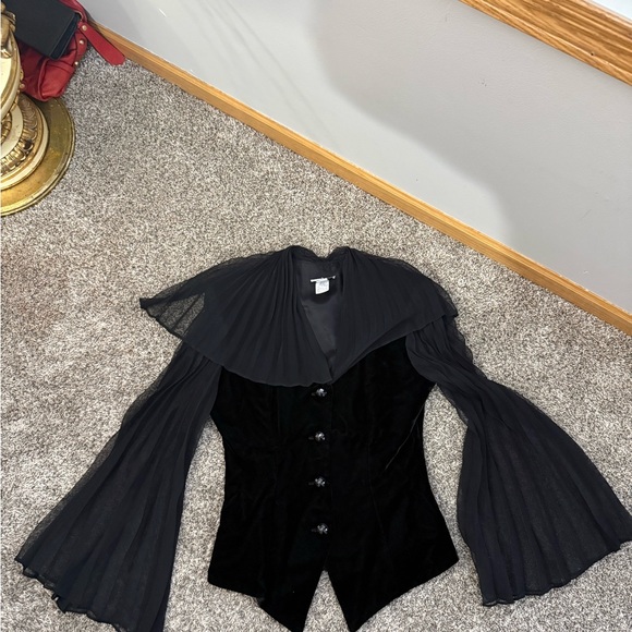 Positively Ellyn Tops - Elegant Black Sheer Sleeve Top